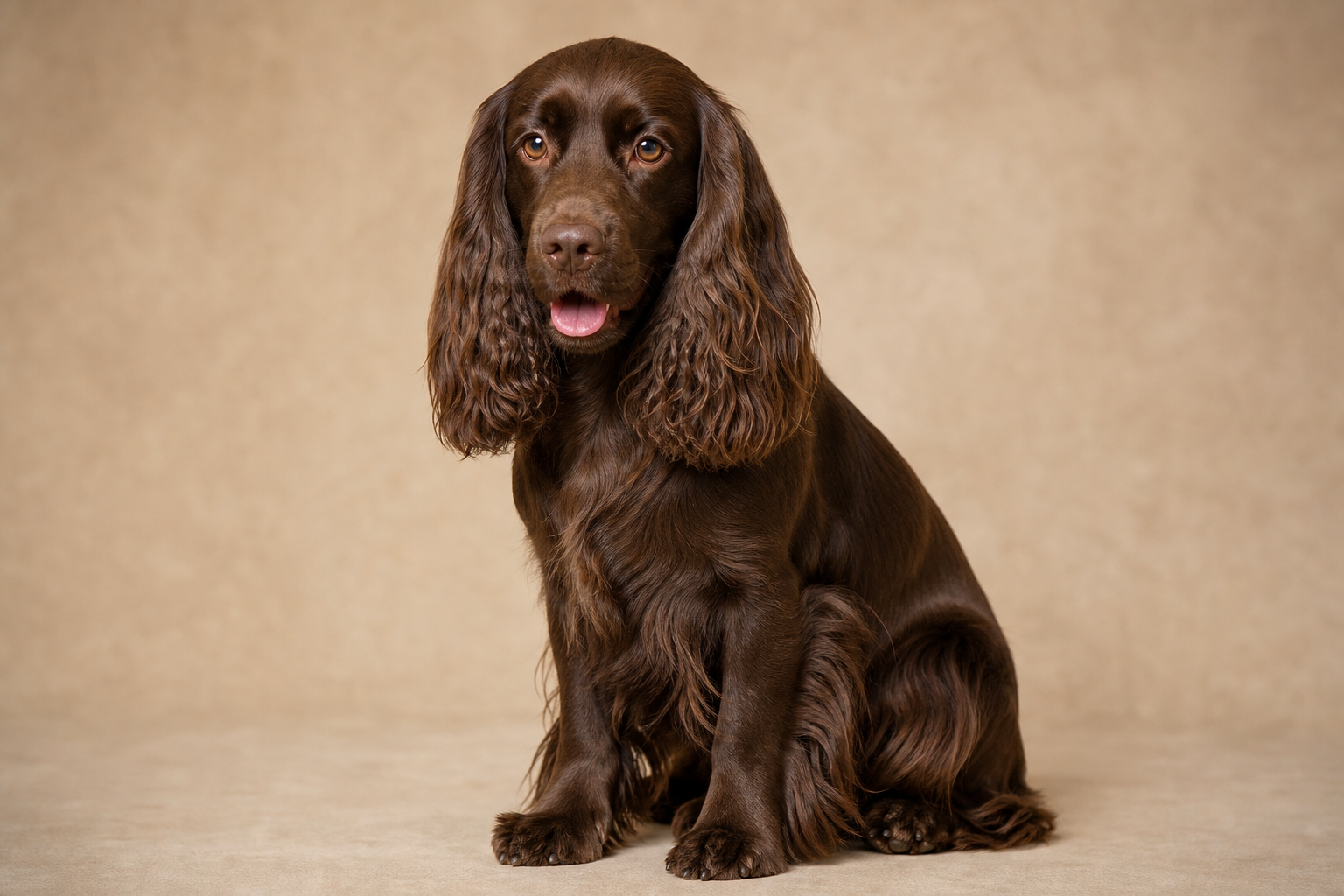 Cocker anglais à la robe foie (chocolat).